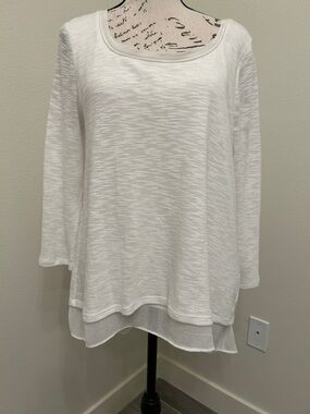 WHBM White Layered Scoop-Neck Tunic Top